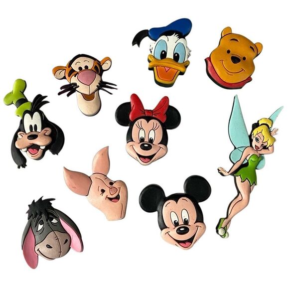 Disney Vintage Parks Pooh Mickey Character Magnet Set soft 3D Goofy tinkerbell 9 - Picture 1 of 6